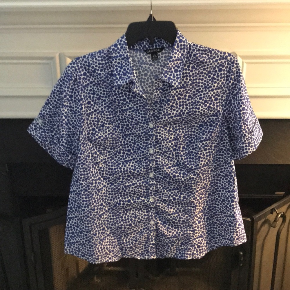 Blue and White Dotted Blouse